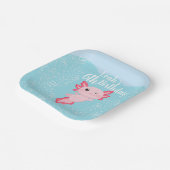 Roze Axolotl verjaardagsfeestje Papieren Bordje (Gebogen)