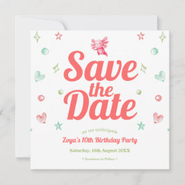 Roze Axolotl Waterverf Verjaardag Save The Date