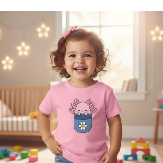 Roze Axolotl Zak Bloem Meisje T-Shirt