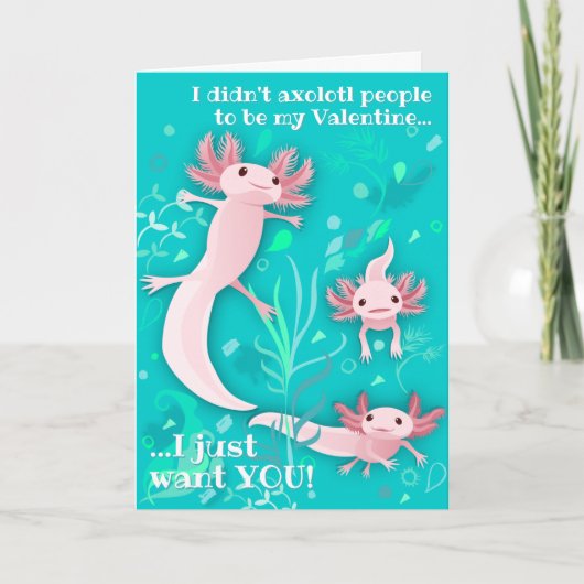 Roze Axolotls Custom Valentijnsdag Card Feestdagen Kaart (Voorkant)