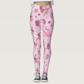 Roze Axolotls Patroon Leggings (Voorkant)