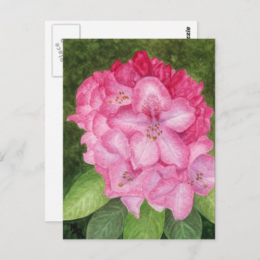 Roze Azalea Art Briefkaart (Voorkant / Achterkant)