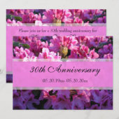 Roze azalea bloeiende huwelijksjubileum kaart (Voorkant / Achterkant)