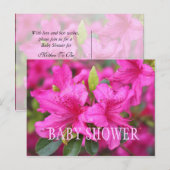 Roze azalea bloemen baby shower feestjes. uitnodiging briefkaart (Voorkant / Achterkant)