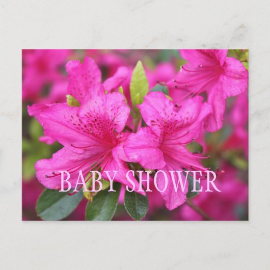 Roze azalea bloemen baby shower feestjes. uitnodiging briefkaart (Voorkant)
