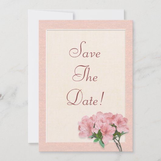 Roze Azalea Bloemen & Frame Bewaar de Datum Trouwe Kaart (Voorkant)