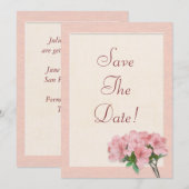 Roze Azalea Bloemen & Frame Bewaar de Datum Trouwe Kaart (Voorkant / Achterkant)