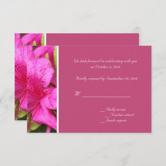 Roze azalea-bloemen RSVP-bruiloften Kaart (Voorkant / Achterkant)