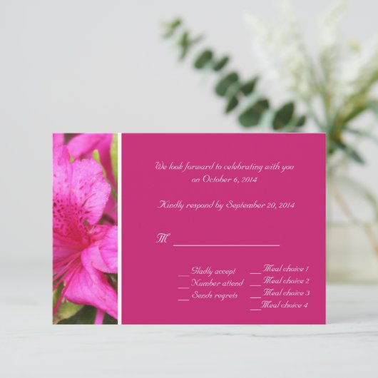 Roze azalea bloemen RSVP-kaarten voor bruiloften Kaart (Staand voorkant)