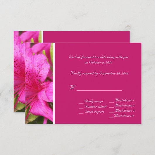 Roze azalea bloemen RSVP-kaarten voor bruiloften Kaart (Voorkant / Achterkant)