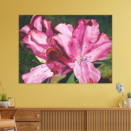 Roze Azalea Bloemen Schilderij Canvas Afdruk (Insitu (Woonkamer))