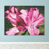 Roze Azalea Bloemen Schilderij Canvas Afdruk (Insitu (Houten vloer))