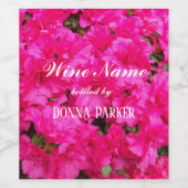 Roze Azalea Blooms Gepersonaliseerde Bloemen Wijn Etiket (Enkel label)