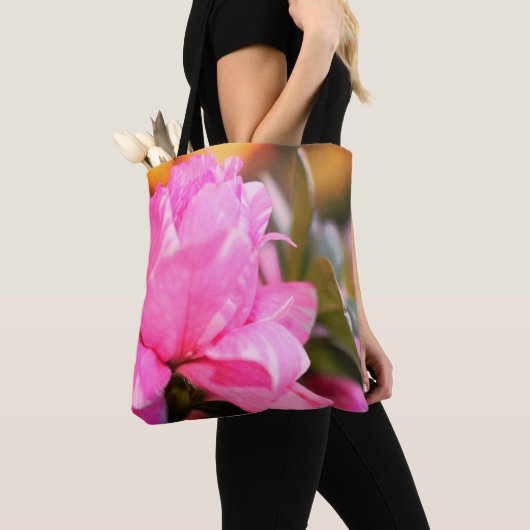 Roze Azalea Borstel Polyester Tote voor de Lente Bag (Dichtbij)