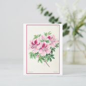 Roze Azalea Botanische Illustratie Vintage Briefkaart (Staand voorkant)