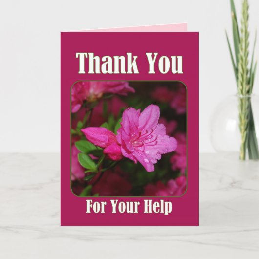 Roze Azalea Dank u voor uw hulp Bedankkaart (Voorkant)