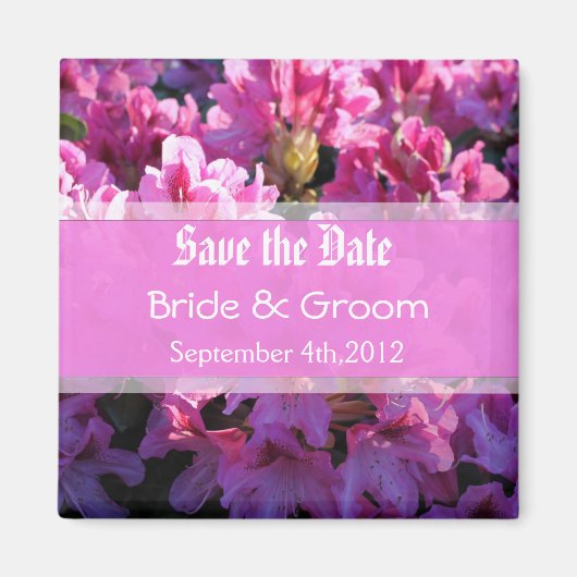 Roze azalea die struik trouwt, behalve de datum magneet (Voorkant)