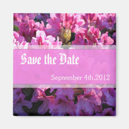 Roze azalea die struik trouwt, behalve de datum magneet