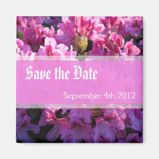 Roze azalea die struik trouwt, behalve de datum magneet (Voorkant)