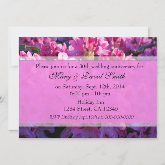 Roze azalea die trouwdag vieren kaart (Achterkant)