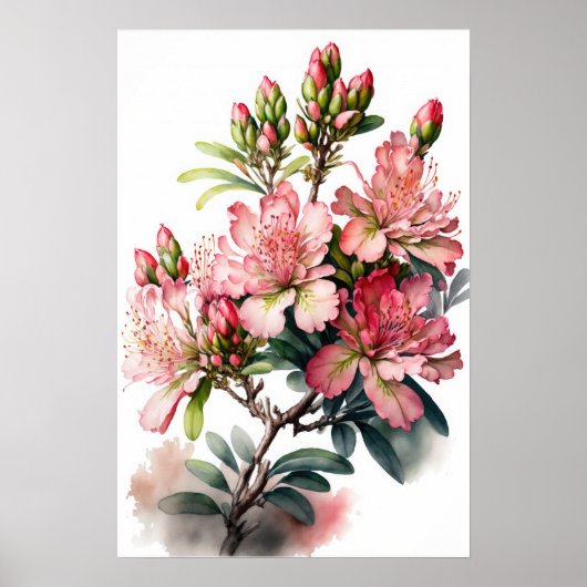 Roze Azalea Flowers Art Print Poster (Voorkant)
