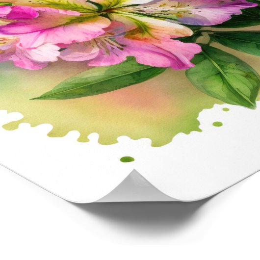 Roze Azalea Flowers Art Print Poster (Hoek)