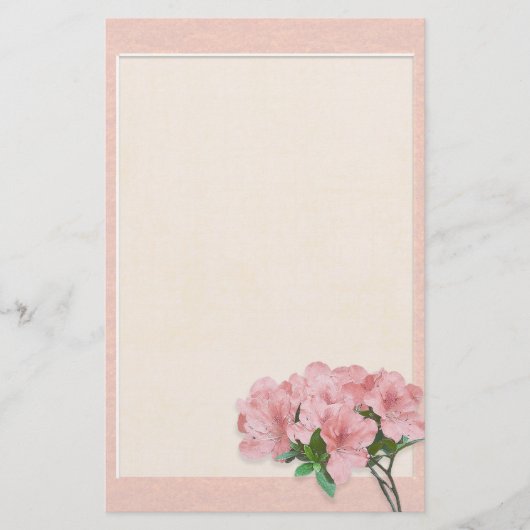 Roze Azalea Flowers & Lijst Wedding Briefpapier (Voorkant)