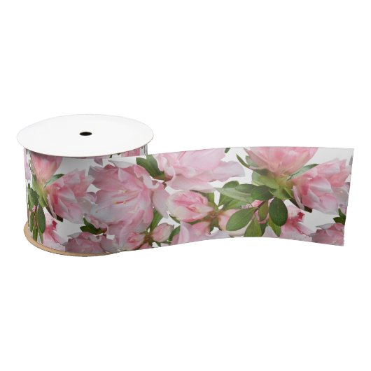 Roze Azalea Flowers Wedding Craft Ribbon Satijnen Lint (Spoel)