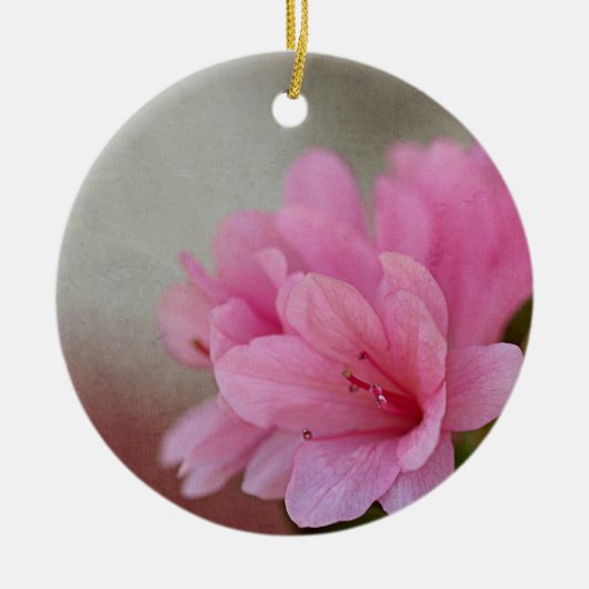Roze Azalea Gestempeld Gepersonaliseerd Keramisch Ornament (Voorkant)