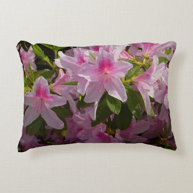 Roze Azalea Struik Spring Floral Accent Kussen (Voorkant)