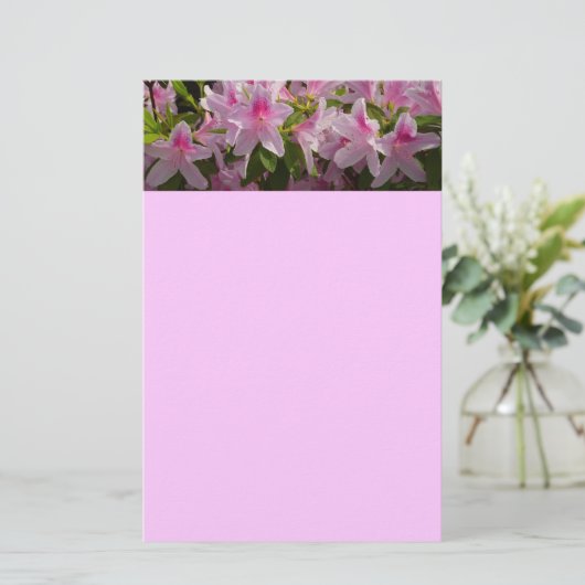 Roze Azalea Struik Spring Floral Briefpapier (Staand voorkant)