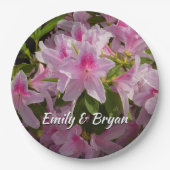 Roze Azalea Struik Spring Floral Papieren Bordje (Voorkant)