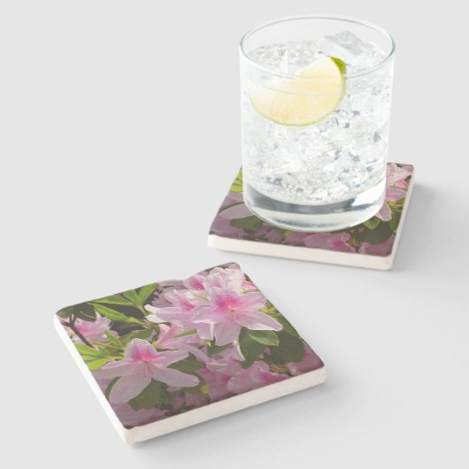 Roze Azalea Struik Spring Floral Stenen Onderzetter (Zijkant)