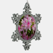 Roze Azalea Struik Spring Floral Tin Sneeuwvlok Ornament (Links)
