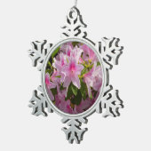 Roze Azalea Struik Spring Floral Tin Sneeuwvlok Ornament (Rechts)