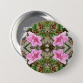 Roze azaleas 1E kaleidoscoop 3 Ronde Button 7,6 Cm (Voorkant /achterkant)