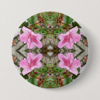 Roze azaleas 1E kaleidoscoop 3 Ronde Button 7,6 Cm