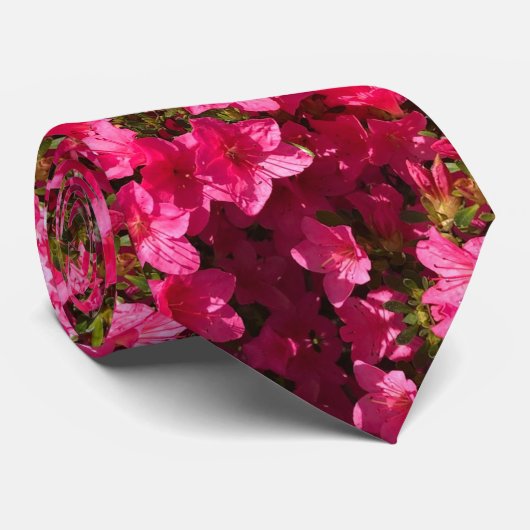 roze azalea's bloemige Stropdassen (Opgerold)