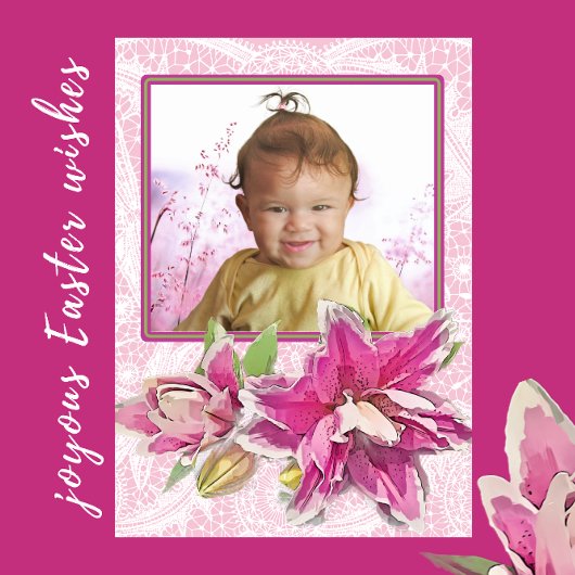 Roze Azalea's en Kant Foto Pasen Kaart