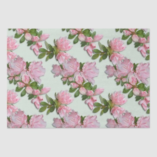 Roze Azaleas Floral Pattern Weefpapier Tissuepapier (Voorkant)