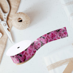 Roze Azaleas Floral Satijnen Lint