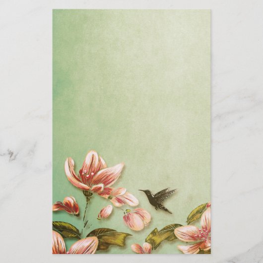 Roze Azaleas  op groene mist Briefpapier (Voorkant)