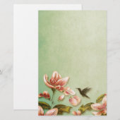 Roze Azaleas  op groene mist Briefpapier (Voorkant / Achterkant)