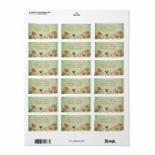 Roze Azaleas  op groene mist Etiket (Full Sheet)