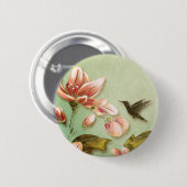 Roze Azaleas  op groene mist Ronde Button 5,7 Cm (Voorkant /achterkant)