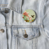 Roze Azaleas  op groene mist Ronde Button 5,7 Cm (In situ)