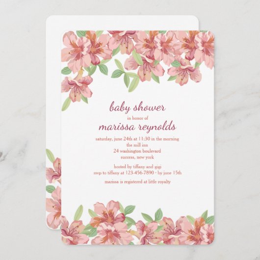 Roze Azaleas Uitnodiging (Voorkant / Achterkant)