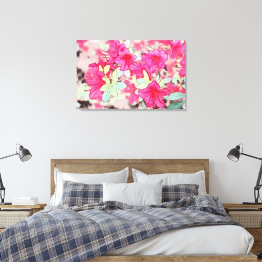  roze azaleatbloemen canvas afdruk (Insitu (Slaapkamer))