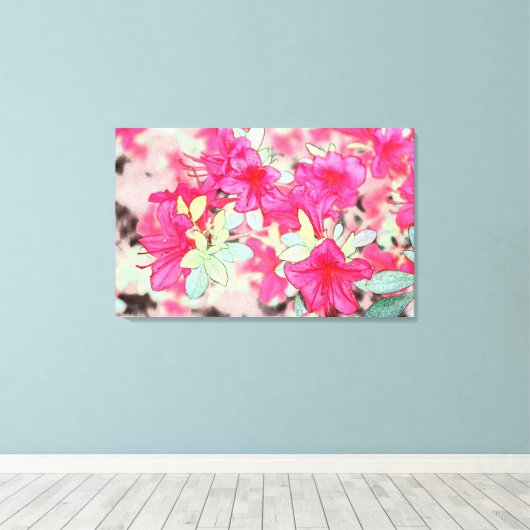 roze azaleatbloemen canvas afdruk (Insitu (Houten vloer))