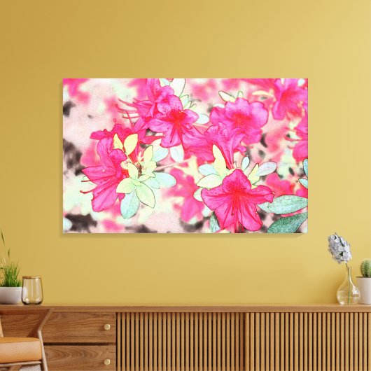  roze azaleatbloemen canvas afdruk (Insitu (Woonkamer))